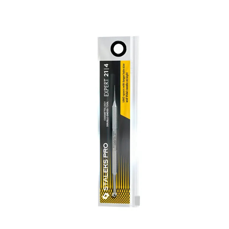 Staleks Cosmetology double-ended tool EXPERT 21 TYPE 4 (Uno spoon with larger hole size and Vidal needle straight), יופילי